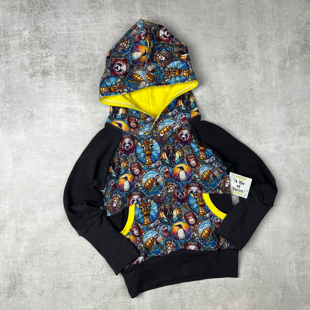 Stained Glass Creatures Grow with Me Pocket Hoodie