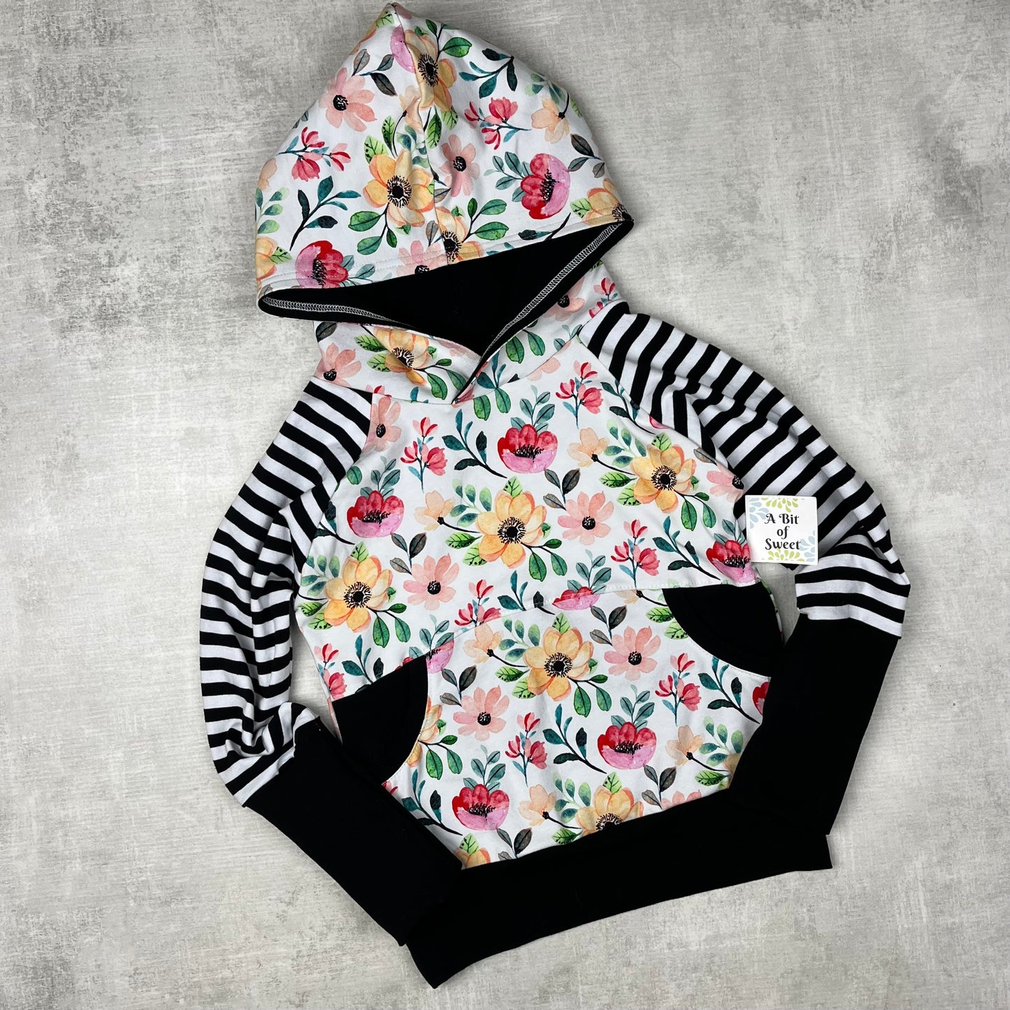 Peach & Pink Floral Grow with Me Pocket Hoodie