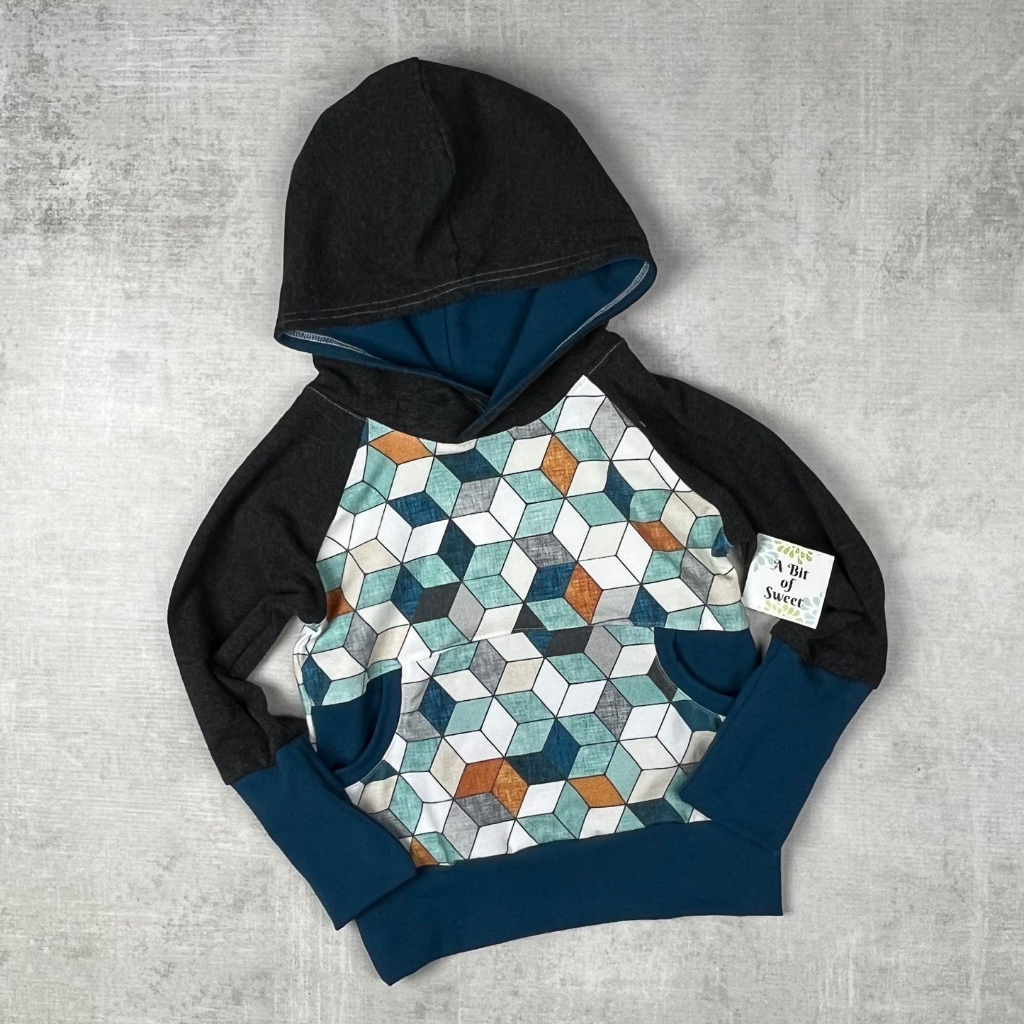Blue Geo Grow with Me Pocket Hoodie