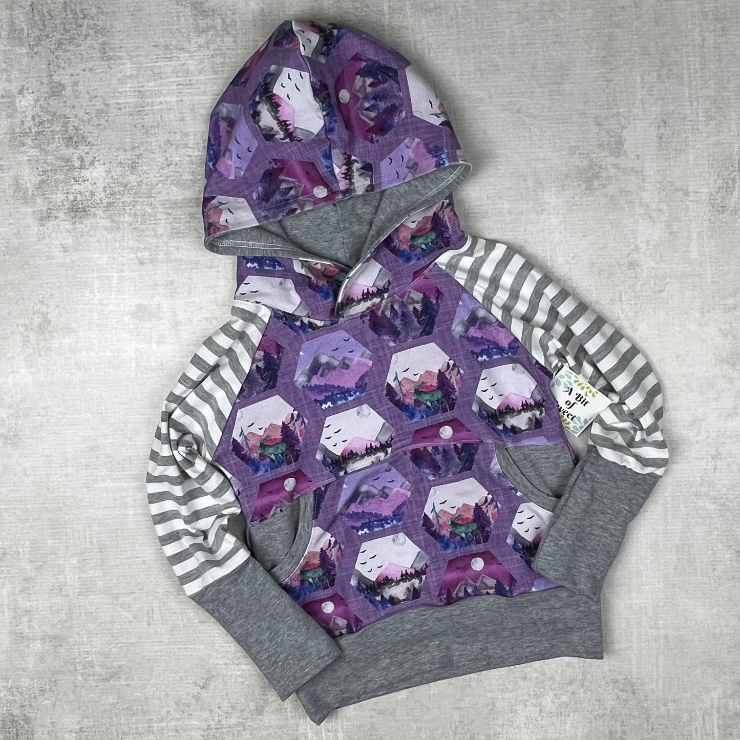 Purple Nature Hexagons Grow with Me Pocket Hoodie