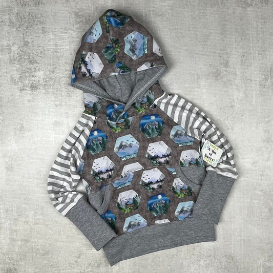 Blue Nature Hexagons Grow with Me Pocket Hoodie