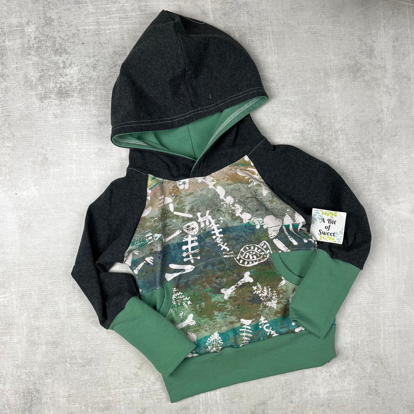 Dino Fossils Grow with Me Pocket Hoodie
