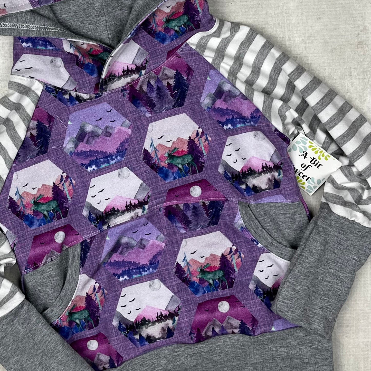 Purple Nature Hexagons Grow with Me Pocket Hoodie