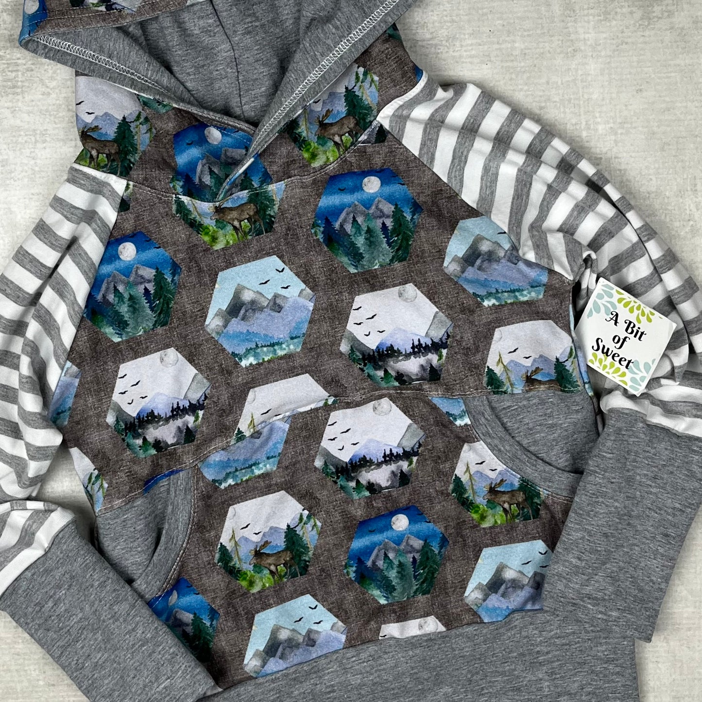 Blue Nature Hexagons Grow with Me Pocket Hoodie