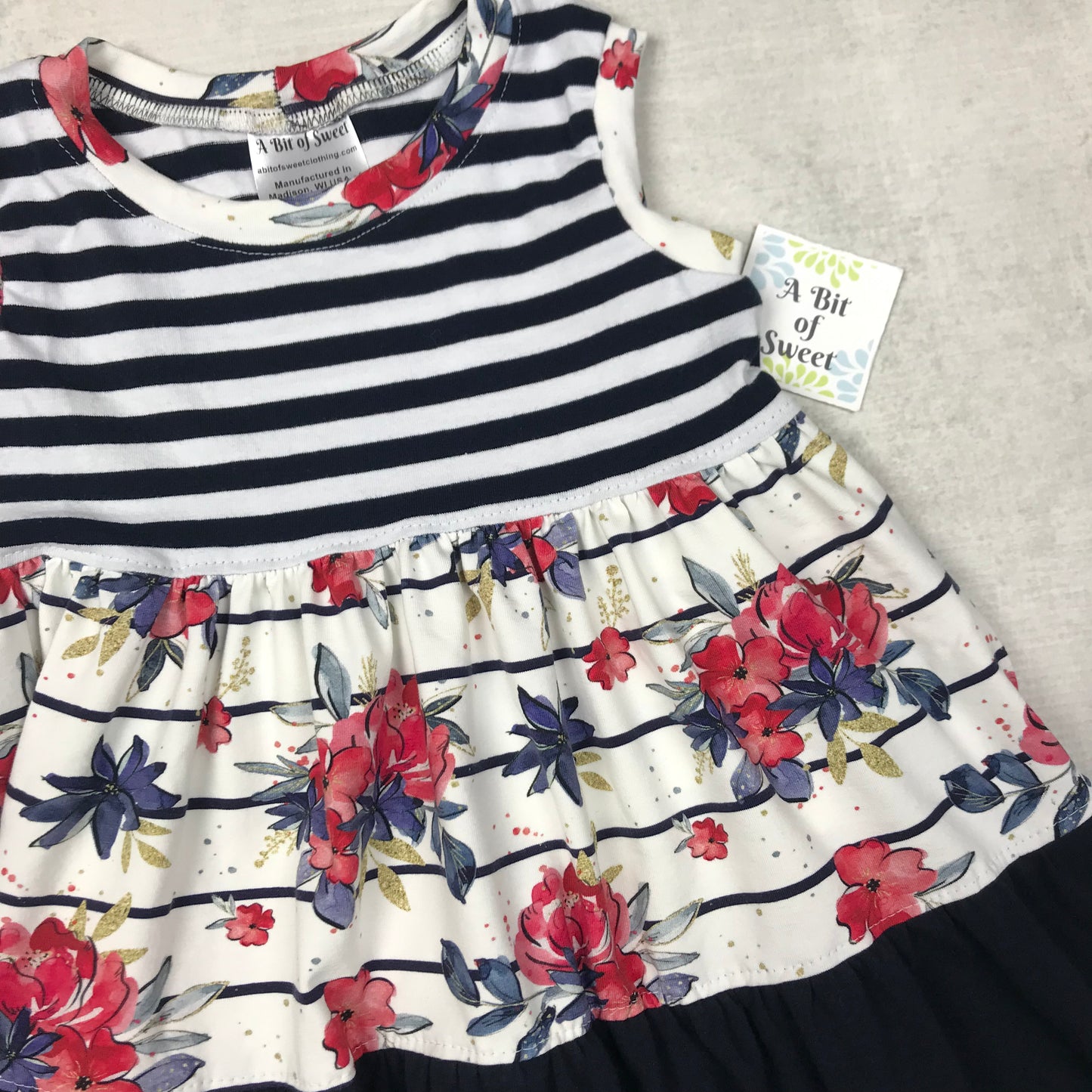 Red, White and Blue Floral 3 tier dress.