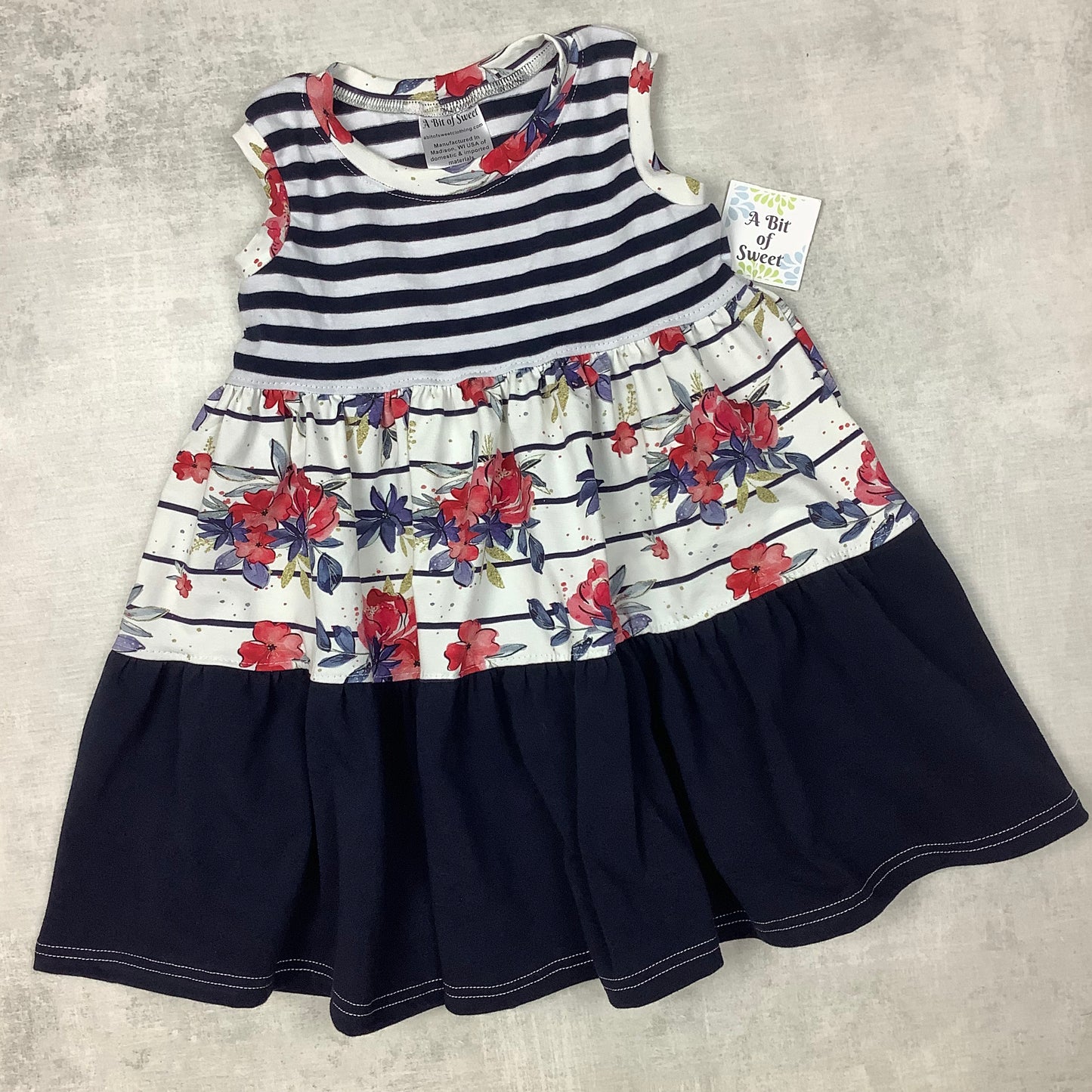 Red, White and Blue Floral 3 tier dress.