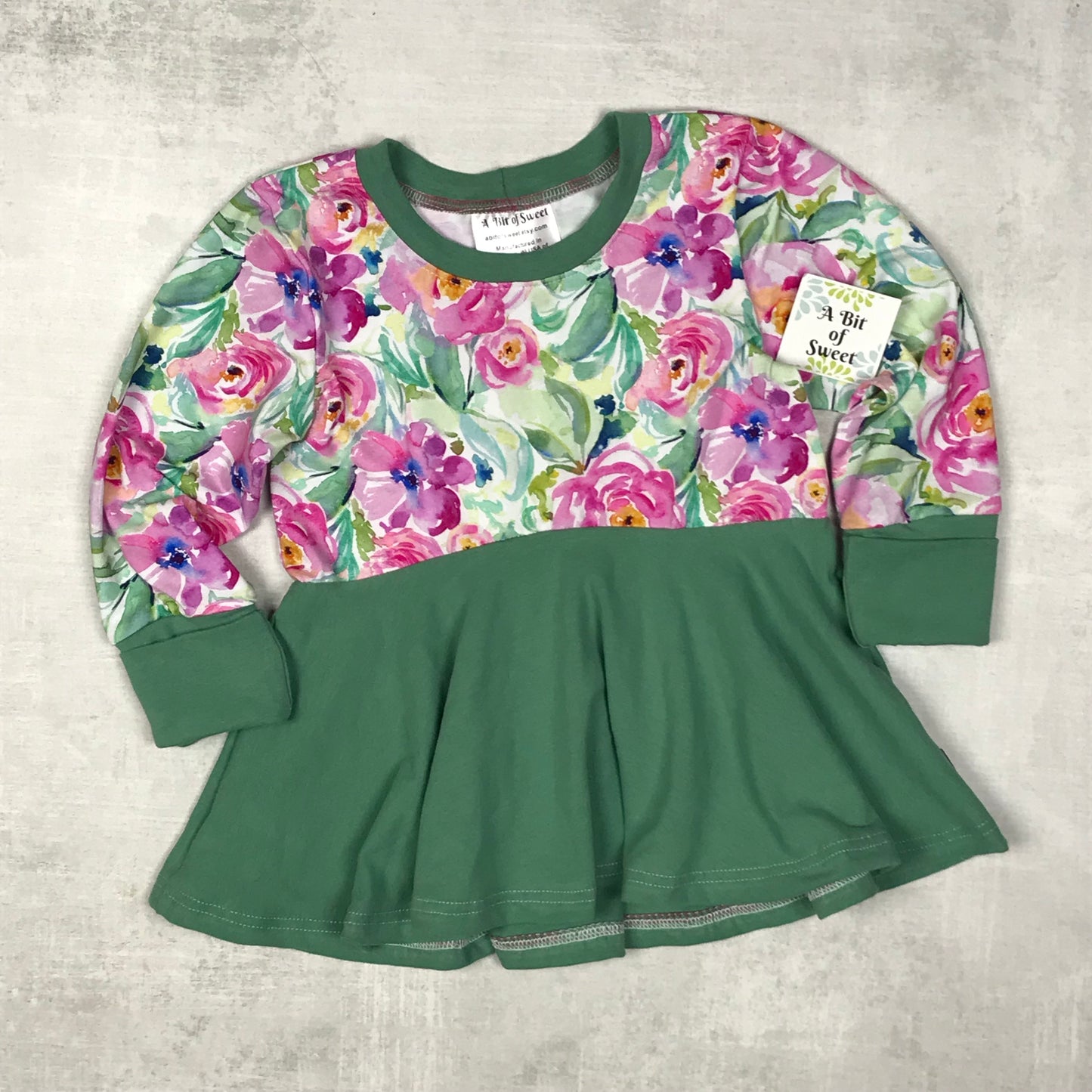 Sage Floral Grow with Me Peplum