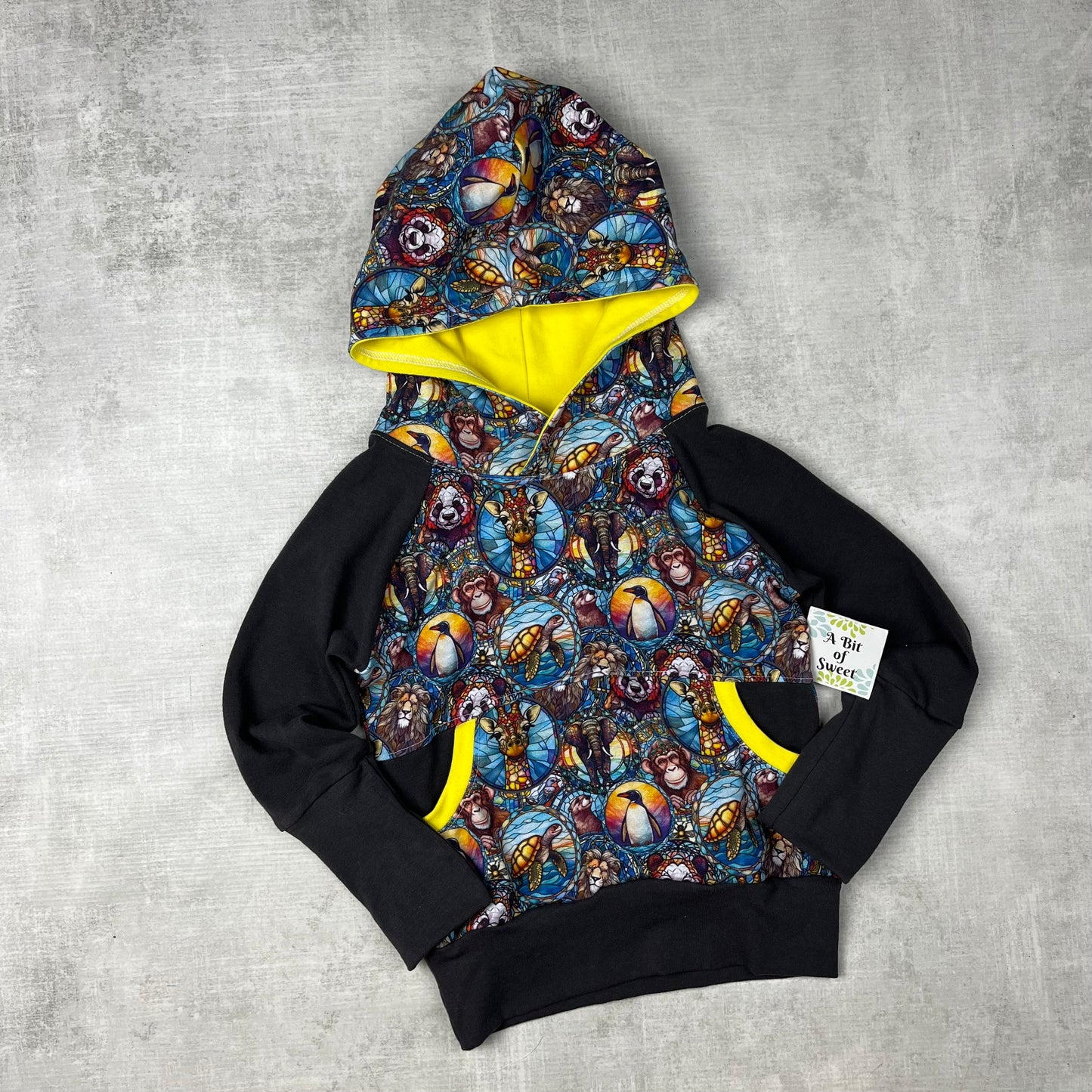 Stained Glass Creatures Grow with Me Pocket Hoodie