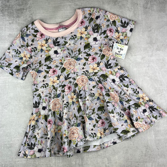 Floral with Bunny Cut out Grow with Me Peplum