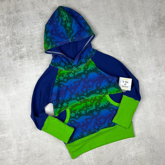 Blue Ombre Dino Grow with Me Hoodie