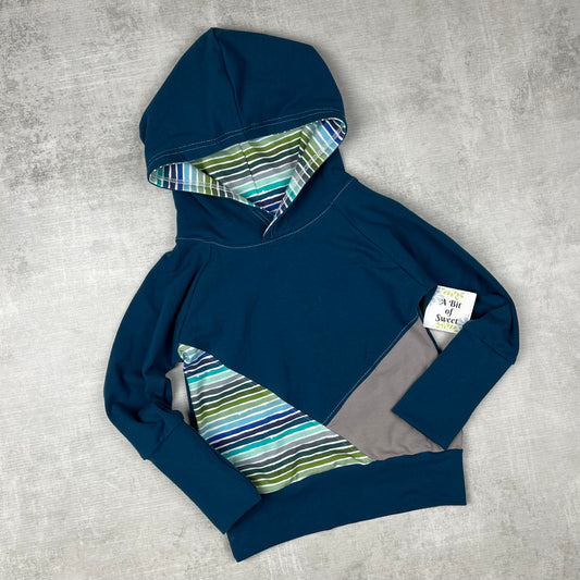 Cool Tone Stripes Grow with Me Hudson Hoodie