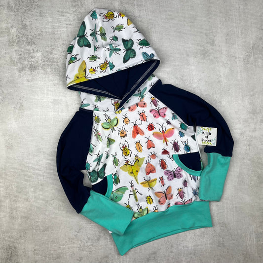 Watercolor Bugs Grow with Me Pocket Hoodie
