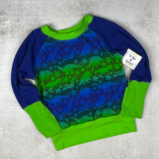 Blue Dino Ombre Grow with Me Long Sleeve Shirt