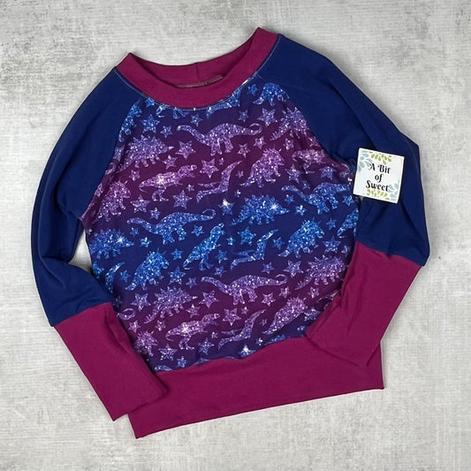 Glitter Dino Ombre Grow with Me Long Sleeve Shirt