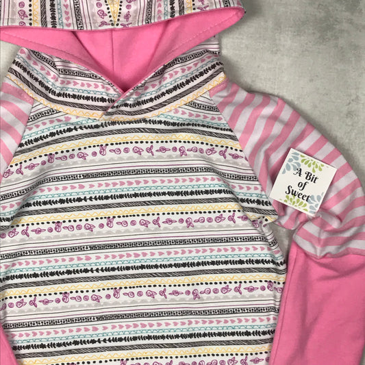 Tiny Stripes with Pink Grow with Me Hoodie