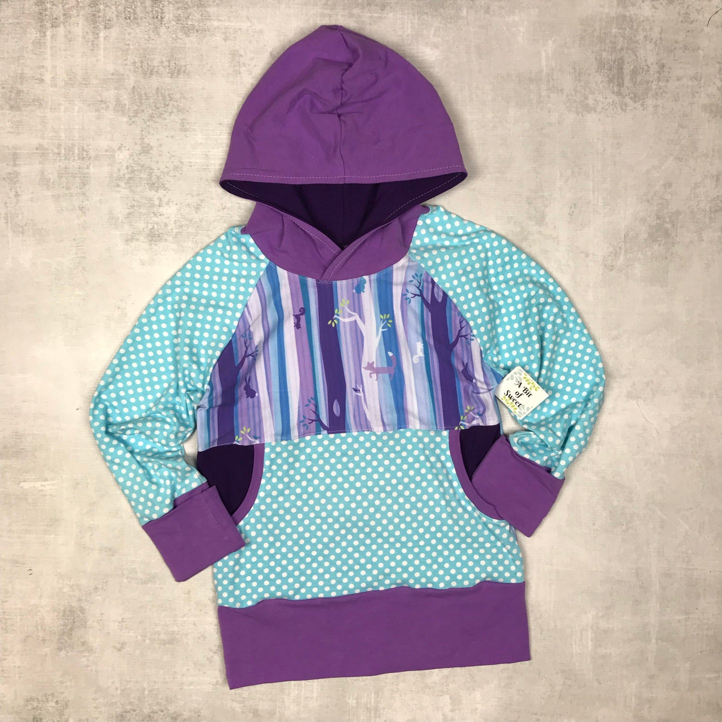 Lavender Woodland Stripes Grow with Me Pocket Hoodie