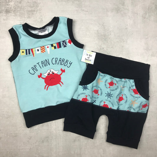 Capt Crabby Grow with Me Panel Tank and Pocket Shorts Set