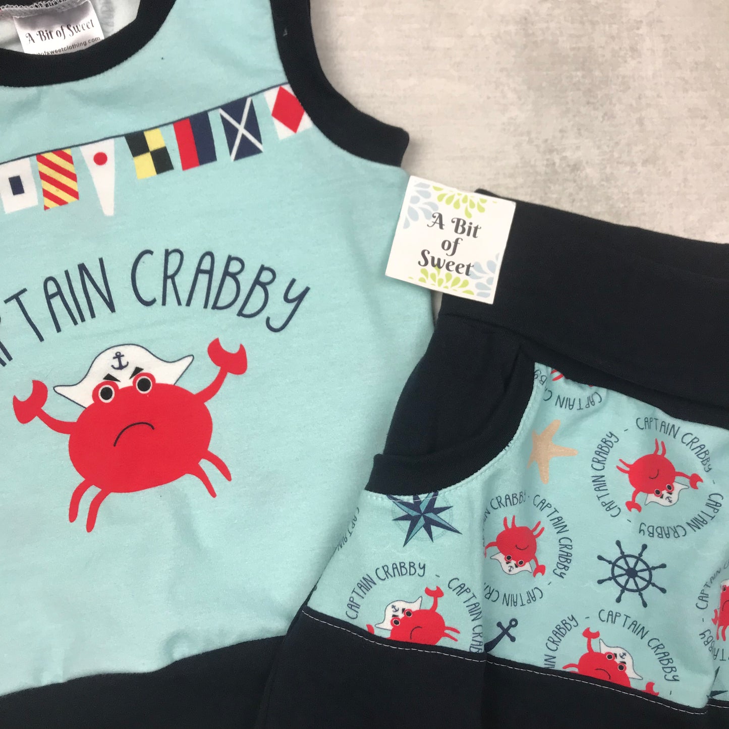 Capt Crabby Grow with Me Panel Tank and Pocket Shorts Set
